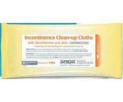 Incontinence Clean-Up Cloths with Dimethicone and Aloe by Sage SGE7505