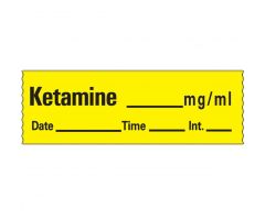 "Ketamine mg / mL" Tape, 1/2" x 500", Yellow