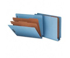 Pressboard End Tab Classification Folders, Letter, 6-Section, Blue