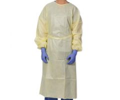 Isolation Gown with Thumb Loops and Over-the-Head Style, AAMI Level 2, Tri-Layer SMS Material, Yellow, Size XL