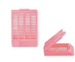 CASSETTES, EMBED, HINGED, W/LID, PINK, 500/BX