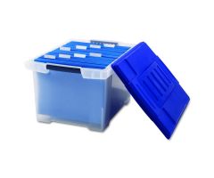 Plastic File Tote Storage Box, Letter / Legal, Clear Base / Blue Lid