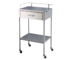 Utility Table with 1 Drawer and 1 Shelf Below, with 3 Sided Guard Rail. Measures 20"W X 35.25"H X 16"D-with 2" Ball-Bearing Swivel Casters-Not for MRI use-NO DISOUNTS