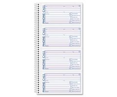 2-Part Carbonless Spiral Bound Message Book, 4 Messages / Page, 200/Book, Message Size 5" x 2-3/4"