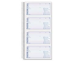 2-Part Carbonless Spiral Bound Message Book, 4 Messages / Page, 400/Book, Message Size 5" x 2-3/4"