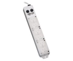 Medical-Grade Power Strip in White with 6 Outlets and 15 Ft. Cord