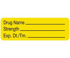 Anesthesia Label, Blank, 1-1/2" x 1/2" - Yellow