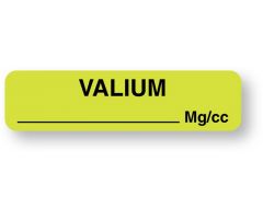 Anesthesia Label, Valium mg/mL mg/cc, 1-1/4" x 5/16"