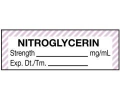 Anesthesia Label, Nitroglycerine mg/mL, 1-1/2" x 1/2"