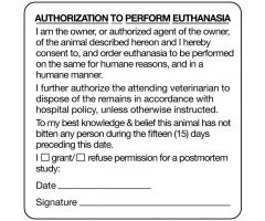 Authorization and Consent for Treatment Label, 2-1/2" x 2-1/2"