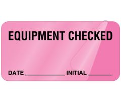 Equipment Checked Label, 2" x 1" - Fluorescent Pink