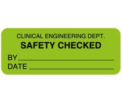 Clinical Engineering Safety Checked Label, 2-1/4" x 7/8"