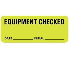 Equipment Checked Label, 2-1/4" x 7/8" - Fluorescent Green