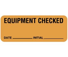 Equipment Checked Label, 2-1/4" x 7/8" - Fluorescent Orange