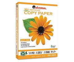 30% Recycled Copy Paper, 92 Bright, 20 lb., 8 1/2" x 11", White