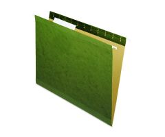 Deluxe Reinforced Recycled Hanging File Folders, Letter, 1/3 Tab, Green