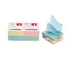 Assorted Pastel Colors 3" x 3" Fan-Folded Pop-Up Self-Stick Notepads