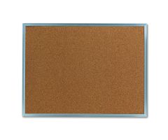 Bulletin Board, Natural Cork, Satin-Finished Aluminum Frame, 24" x 18"