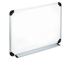 Dry Erase Board, Melamine, White, Black / Gray, Aluminum / Plastic Frame, 24" x 18"