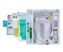 Total One-Layer Tray with 400 mL Urine Meter with 2,500 mL Drain Bag with Metal-Free Drainage Port,100% Temperature-Sensing Silicone Foley Catheter,14 Fr,10 mL,Peri Wipe