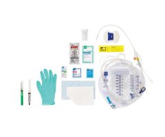 Total One-Layer Tray with 400 mL Urine Meter with 2,500 mL Drain Bag,100% Temperature-Sensing Silicone Foley Catheter,16 Fr,10 mL,Peri Wipe
