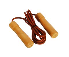 Valor Fitness Pro Leather Wood Bearing Handle Jump Rope