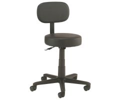 Interion All Purpose Mobile Stool with Backrest, Black