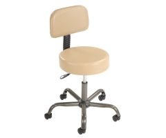 Interion Antimicrobial Vinyl Medical Stool with Backrest, Beige