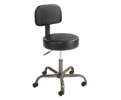 Interion Antimicrobial Vinyl Medical Stool with Backrest, Black