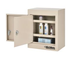 Global Industrial Small Narcotics Cabinet, Double Door/Double Lock, 12"W x 8"D x 15"H, Beige