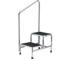 Global Industrial Chrome Two-Step Foot Stool With Handrail