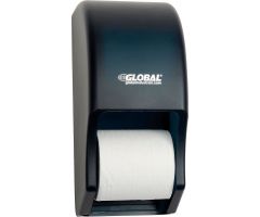 Global Industrial Plastic Standard Double Toilet Tissue Dispenser, Two 5-1/4" Rolls, Gray