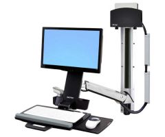 Ergotron StyleView Sit-Stand Combo System with Small CPU Holder, Polished Aluminum