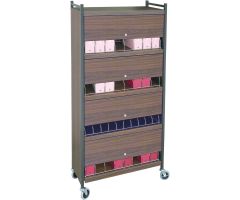 Omnimed Standard Vertical Cabinet Chart Rack with Locking Panel, 32 Binder Capacity, Beige