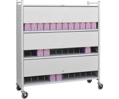 Omnimed Large Vertical Cabinet Chart Rack with Locking Panel, 36 Binder Capacity, Beige