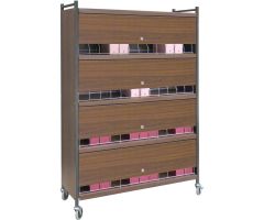 Omnimed Large Vertical Cabinet Chart Rack with Locking Panel, 48 Binder Capacity, Beige
