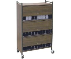 Omnimed Standard Vertical Cabinet Chart Rack with Locking Panel, 30 Binder Capacity, Beige