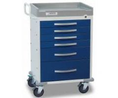 Detecto Rescue Series Anesthesiology Medical Cart, White Frame with 6 Blue Drawers