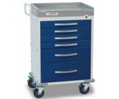 Detecto Rescue Series Anesthesiology Medical Cart, White Frame with 5 Blue Drawers