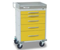 Detecto Rescue Series Isolation Medical Cart, White Frame with 5 Yellow Drawers