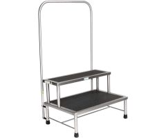 Blickman 7763MR-HR Donnelly Two-Step Foot Stool With Handrail, Stainless Steel, MR Conditional
