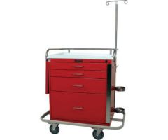 Harloff Classic Short Four Drawer Emergency Crash Cart, Specialty Package, Red - 6301Q