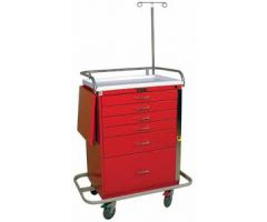 Harloff Classic Tall Six Drawer Emergency Cart, Specialty Package, Red - 6401Q