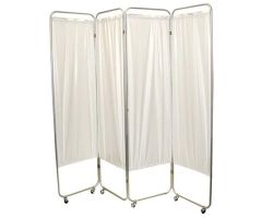 FEI Standard 4-Panel Privacy Screen with Casters, 6 mil Vinyl Panels, 62"W x 68"H, White