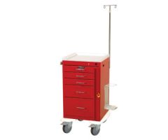 Harloff Mini24 Six Drawer Emergency Cart, Breakaway Lock and Accessory Package, Red - 4156B-EMG