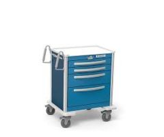 Waterloo Healthcare 4-Drawer Aluminum Short Emergency Cart, Lever Lock, Electric Blue