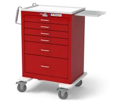 Waterloo Healthcare 6-Drawer Steel Tall Emergency Cart, Lever Lock, Red