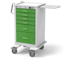 Waterloo Healthcare 6-Drawer Steel Junior Tall Medical Bedside Cart, Push Button Lock, Spring Green