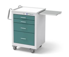 Waterloo Healthcare 4-Drawer Steel Junior Short Medical Bedside Cart, Key Lock, Teal Green