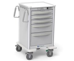 Waterloo Healthcare 5-Drawer Aluminum Junior Medium Nurse Server Cart, Push Button Lock, Light Gray